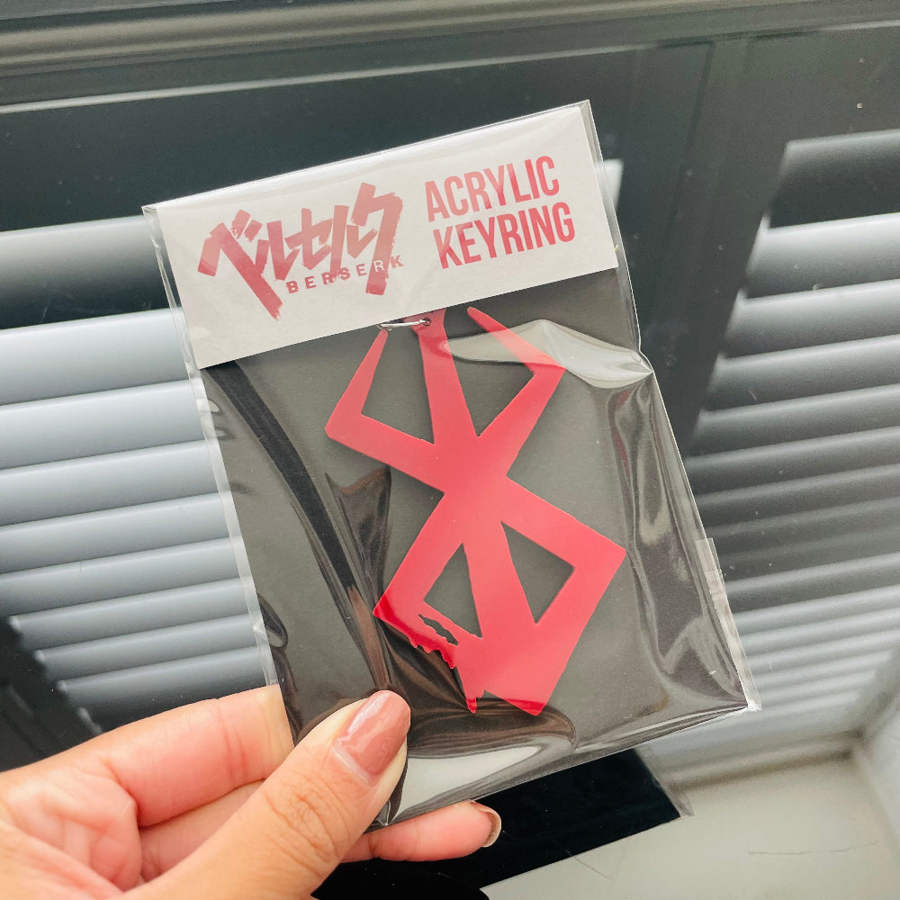 Perfect gift and car accessory for Berserk fans. show your passion for this iconic manga, Berserk with this keychain as car decor. Made in Australia, measures 9cm tall, 5cm wide and 4mm thick.