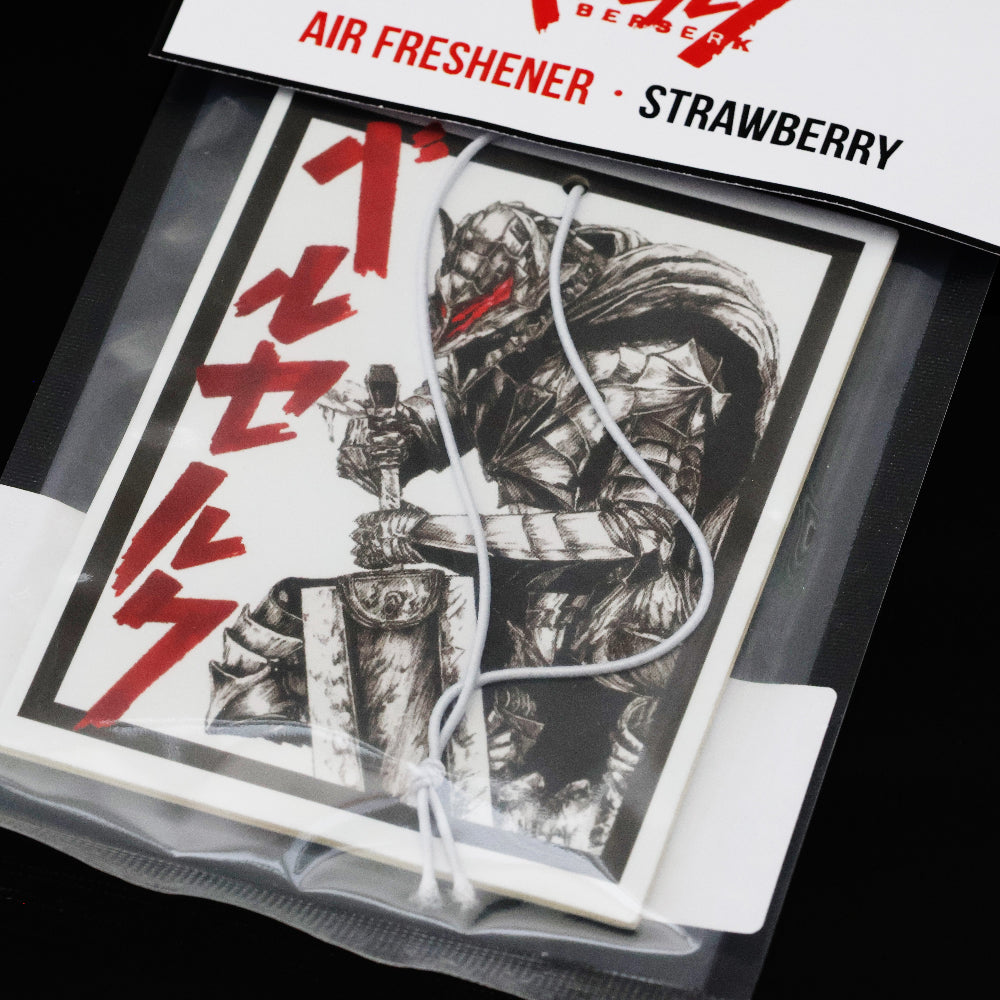 Car Air Freshener - Berserker Armor design in sealed packaging, Strawberry scent. Inspired by Berserk manga.