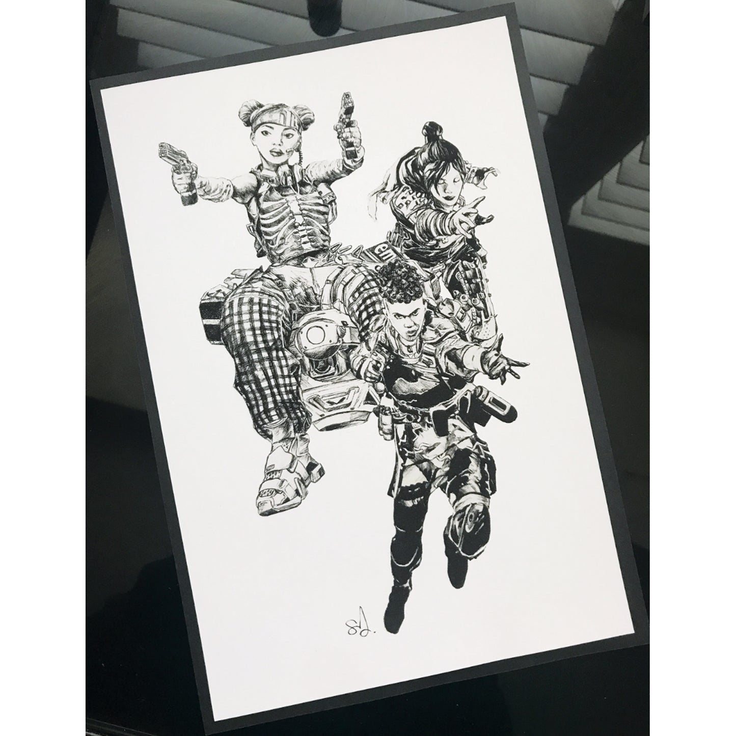 Entransing's original hand-drawn fan art of Apex Legends' fiercest Girl Squad characters.