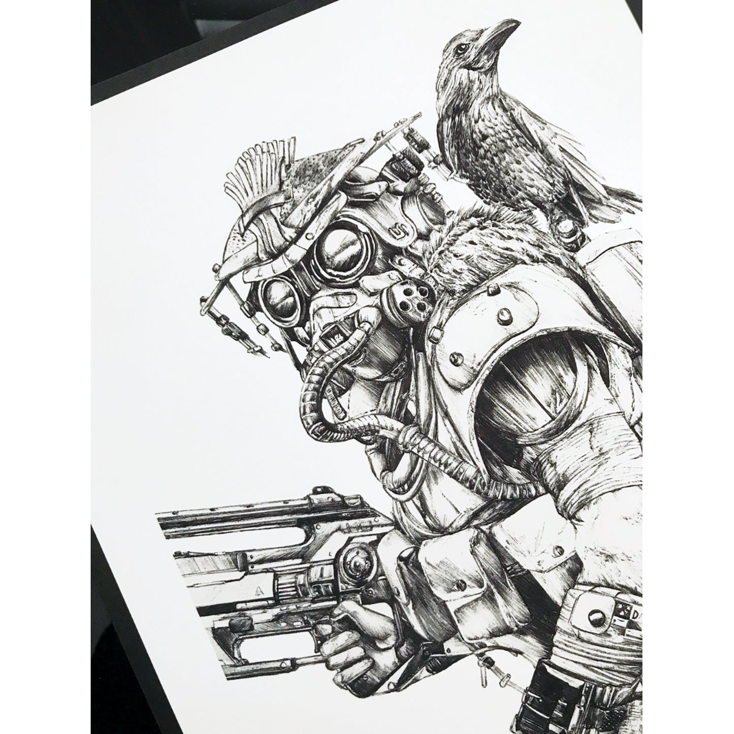 Closeup of Entransing's original hand-drawn artwork of Bloodhound inspired by the legendary Apex Legends.