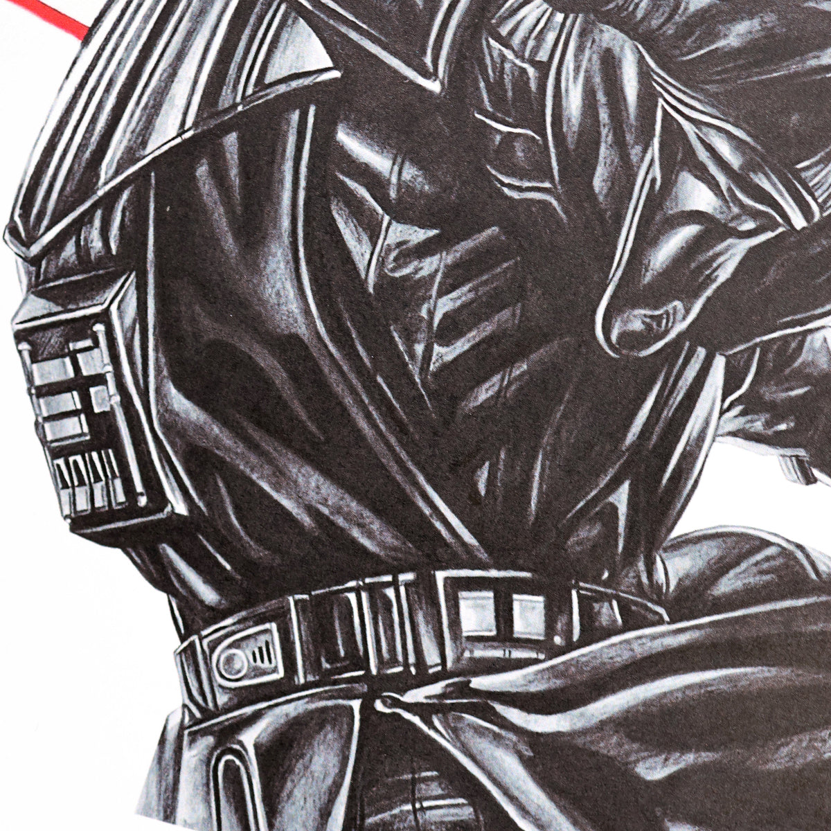 Close-up of Darth Vader illustration showing body texture and shadows