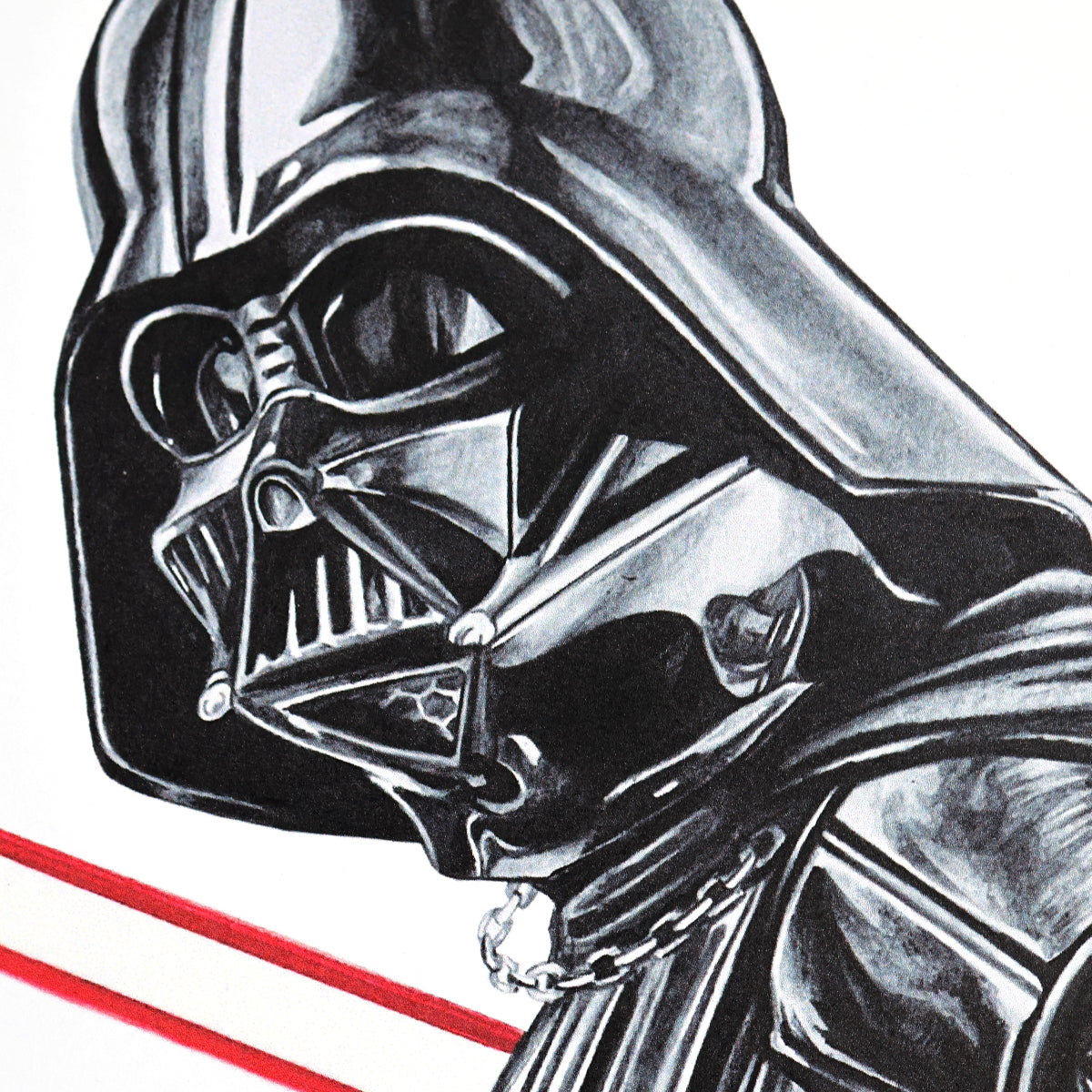 Close-up of Darth Vader illustration showing helmet texture and shadows