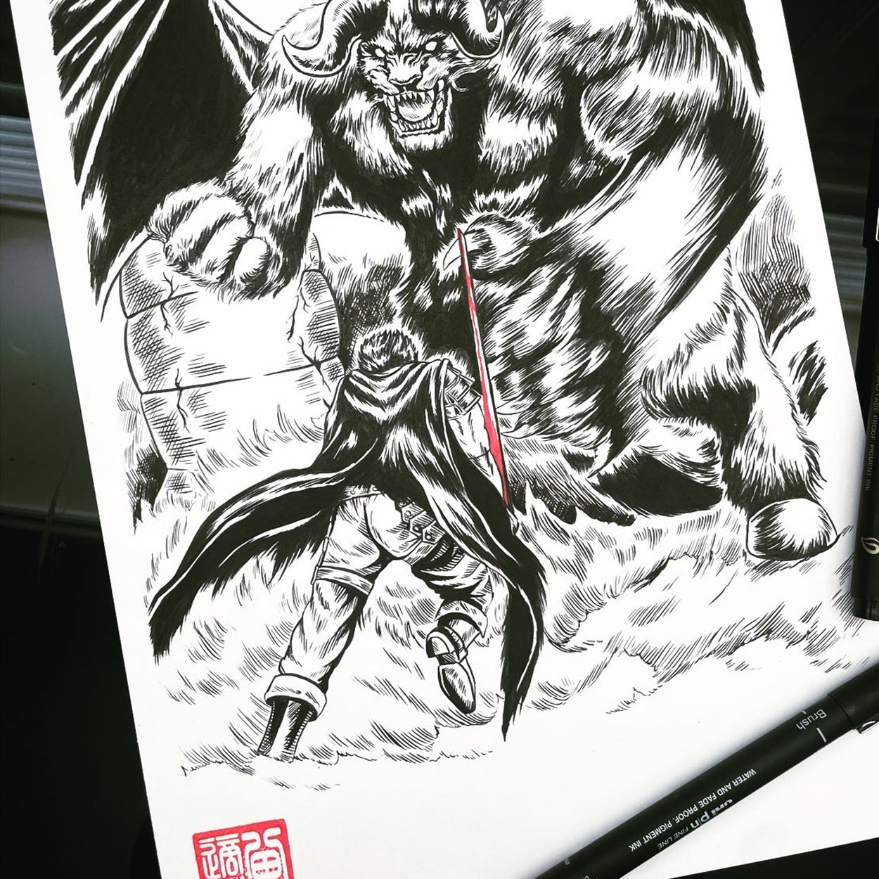 Closeup of Guts vs. Nosferatu Zodd Poster – Berserk Fan Art Print for Anime Collectors