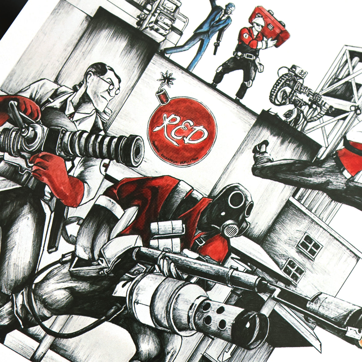 Red team closeup of Team Fortress 2’s RED vs BLU battle scene