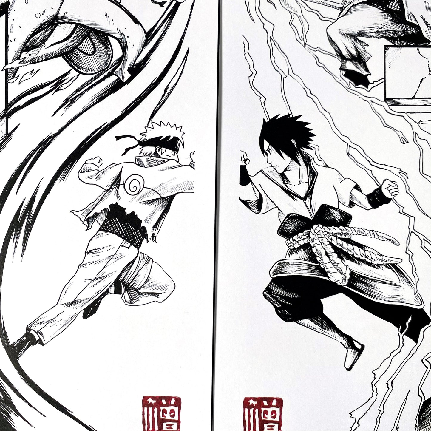 Closeup of Naruto x Sasuke Manga Panels Art Prints