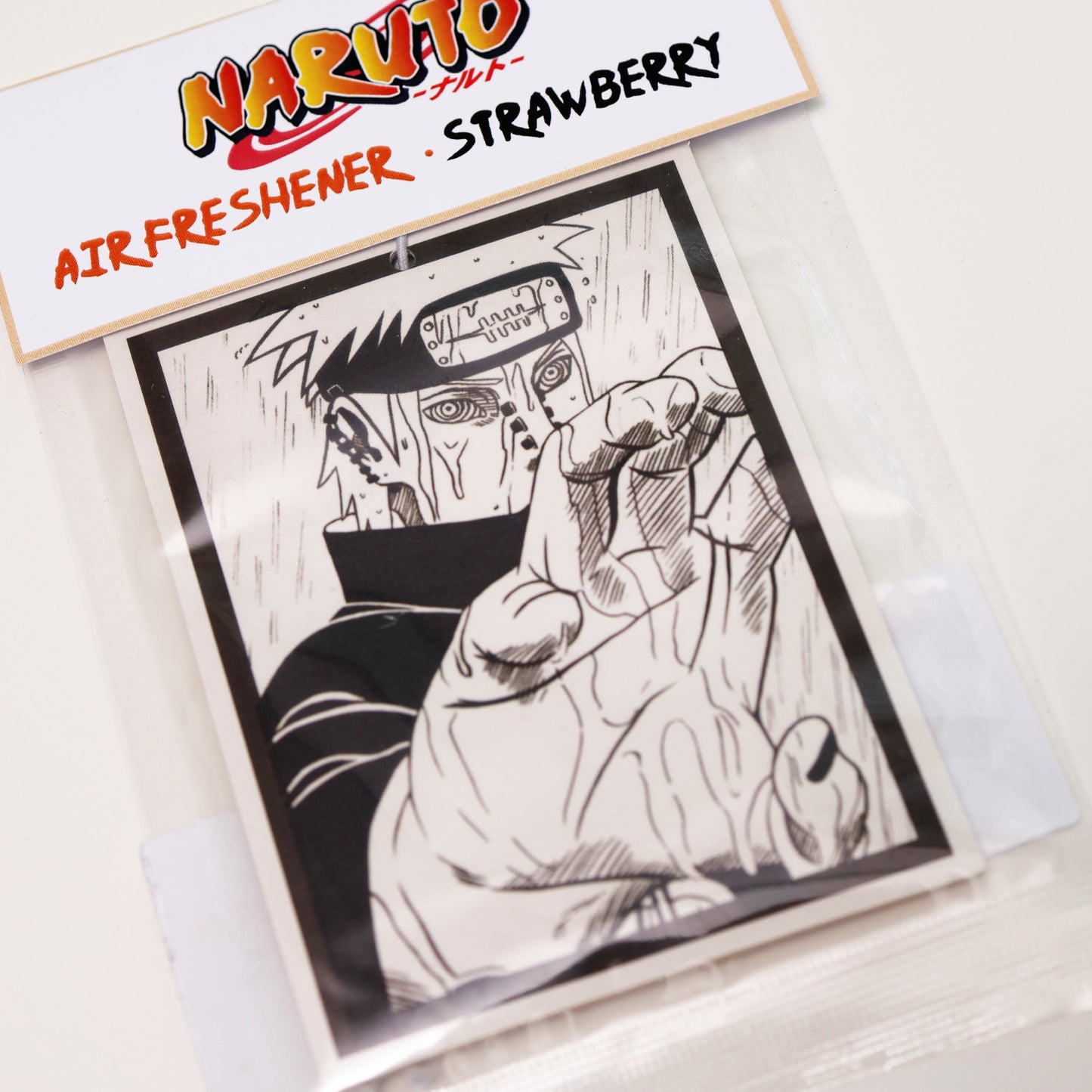 Car Air Freshener - Naruto Pain design in sealed packaging, strawberry scent. Inspired by Naruto manga.