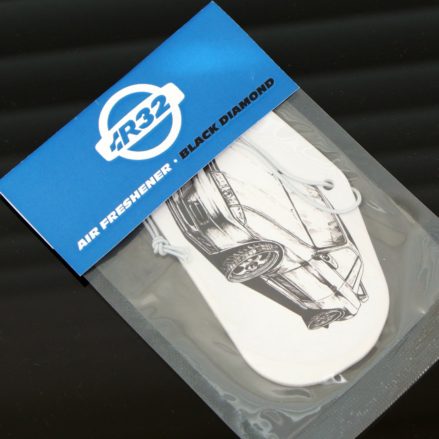 Nissan R32 GT-R Air Freshener Black Diamond: Black Ice type cool, crisp fragrance that keeps your car smelling fresh.