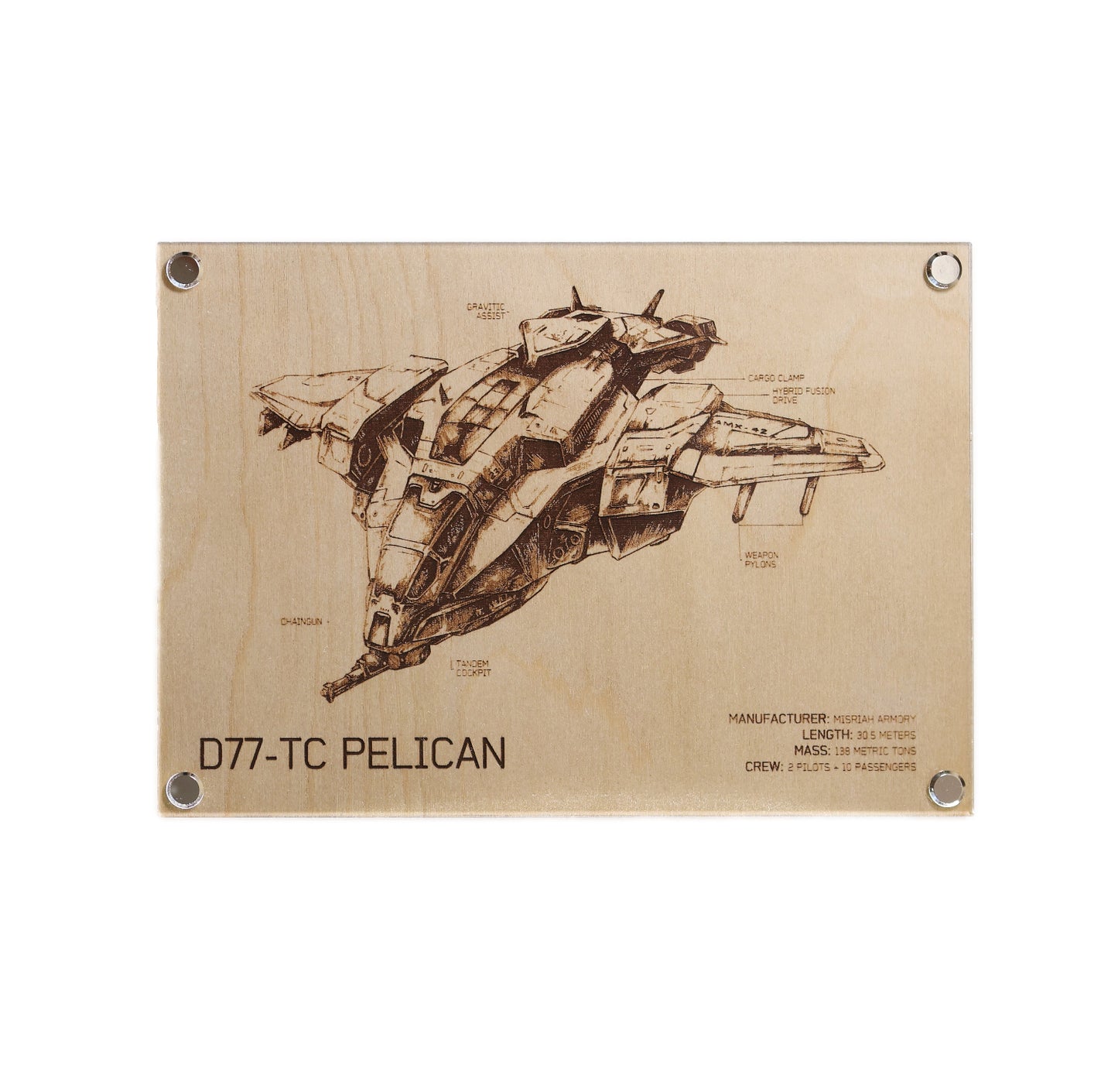 DC77-TC Pelican LayaBoard Art inspired by Halo. This unique laser-engraved fan art display plaque combines classic aesthetics with a minimalist presentation.