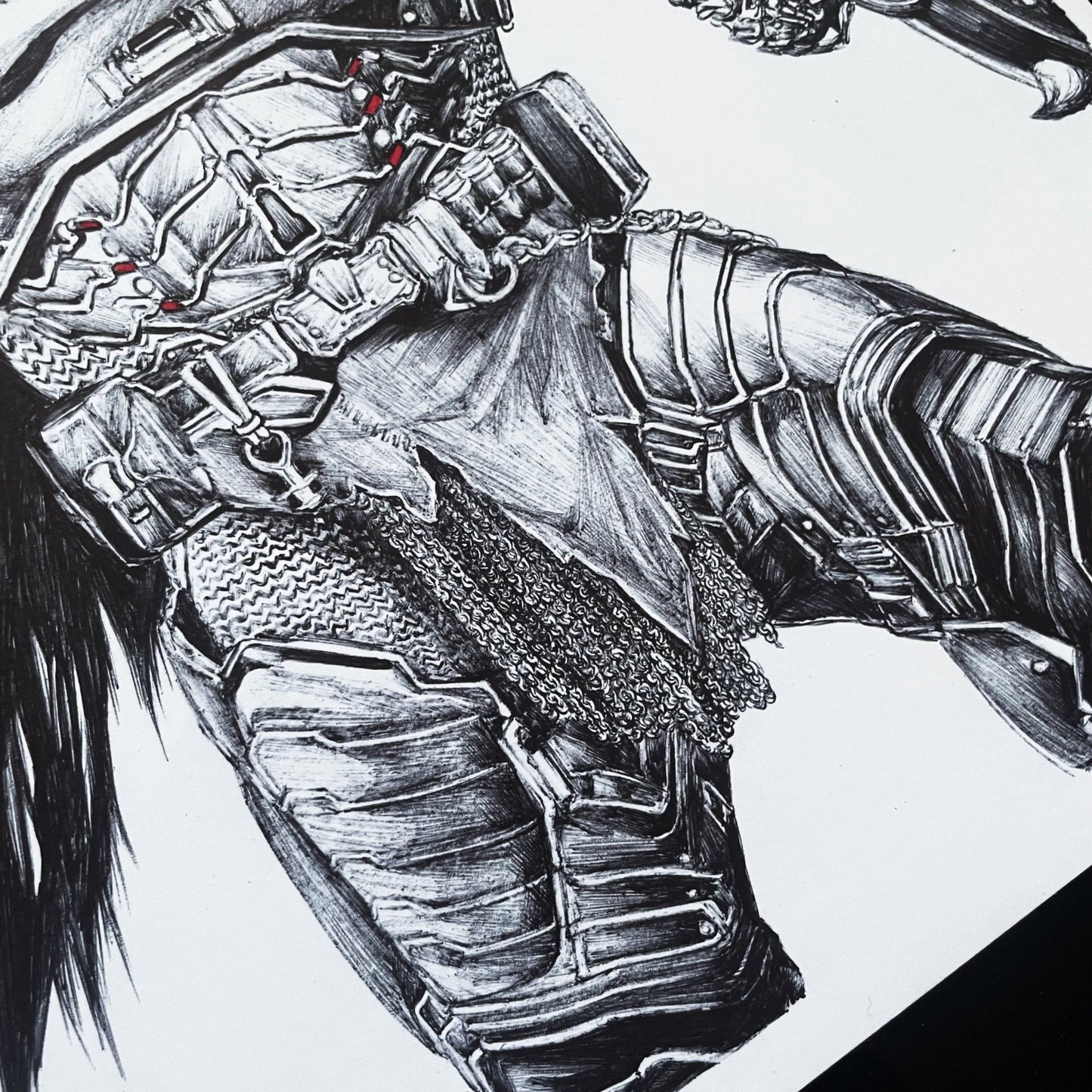 Lower angle closeup of DOOM fan art print portraying Doom Slayer.