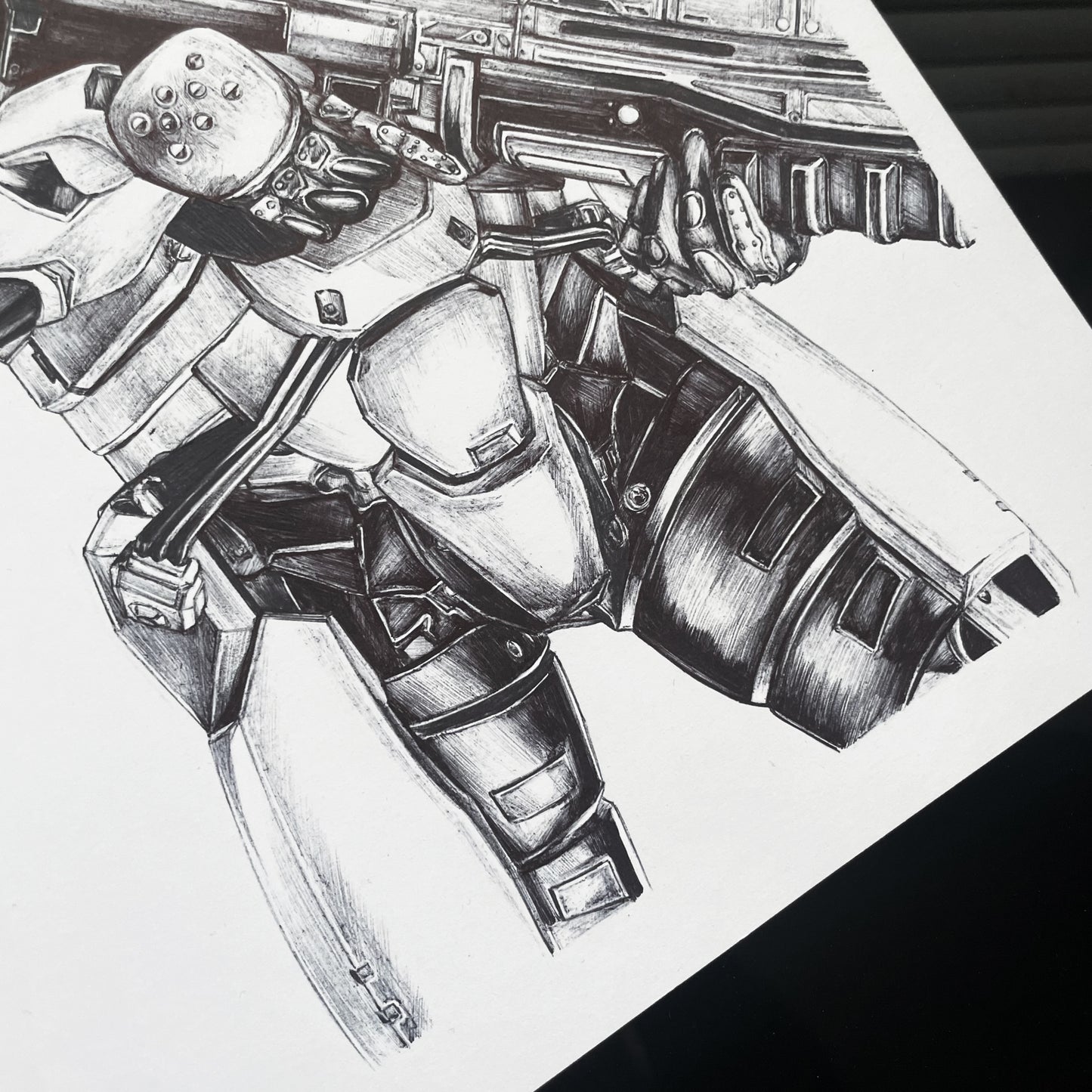 Closeup on torso of Kurt Ambrose, or SPARTAN-051 art print/poster, powerfully captures the former leader of Green Team, decked out in his iconic SPI armor.