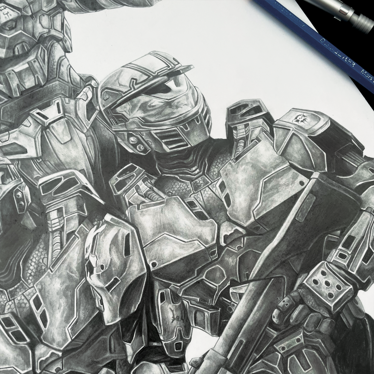 Halo Red Team Art Print/Poster – Spartan Fan Art Print Inspired by Halo Wars closeup of bottom right