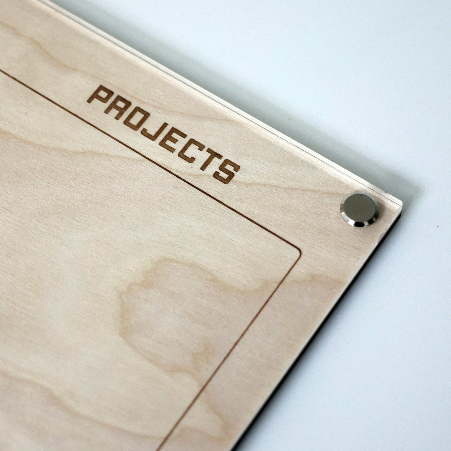 LayaBoard To-Do List Planner – Premium Acrylic Dry Erase Board upper right corner closeup.