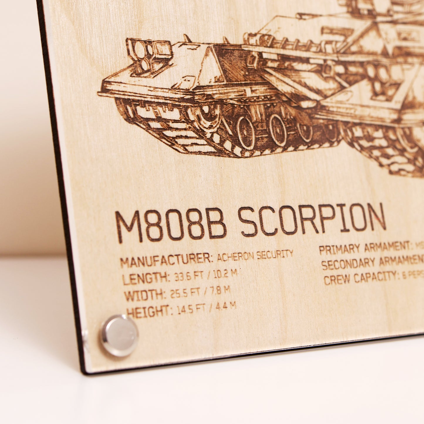 Laser Engraved Plaque - M808B Scorpion Diagram | LayaBoard Art Inspired by Halo