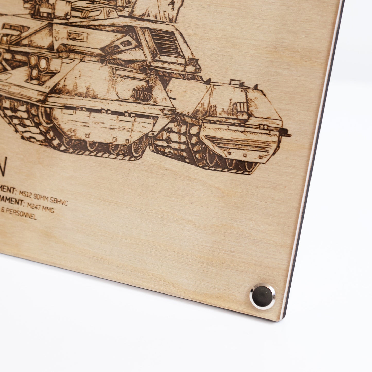 Unique laser-engraved plaque, LayaBoard Art M808B Scorpion inspired by Halo closeup on lower right corner.