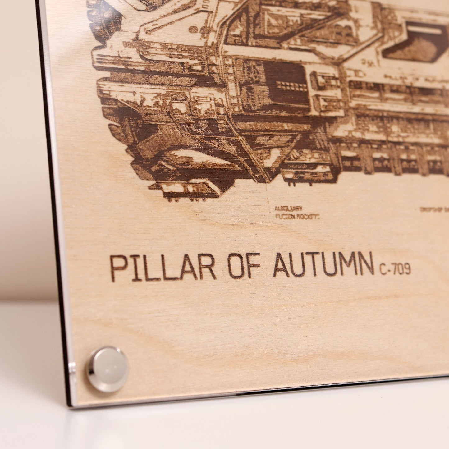 Laser Engraved Plaque - Pillar of Autumn UNSC Ship Diagram | LayaBoard Art Inspired by Halo
