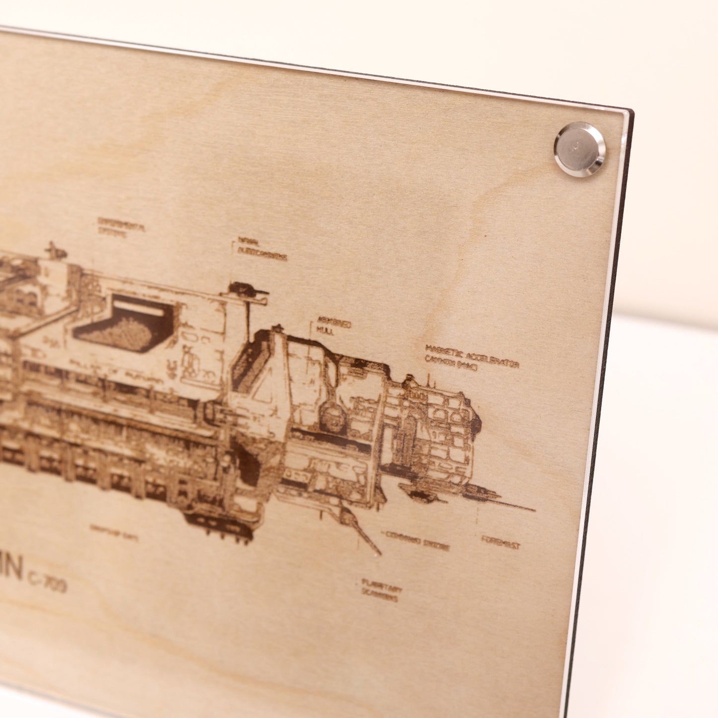 Laser Engraved Plaque - Pillar of Autumn UNSC Ship Diagram | LayaBoard Art Inspired by Halo