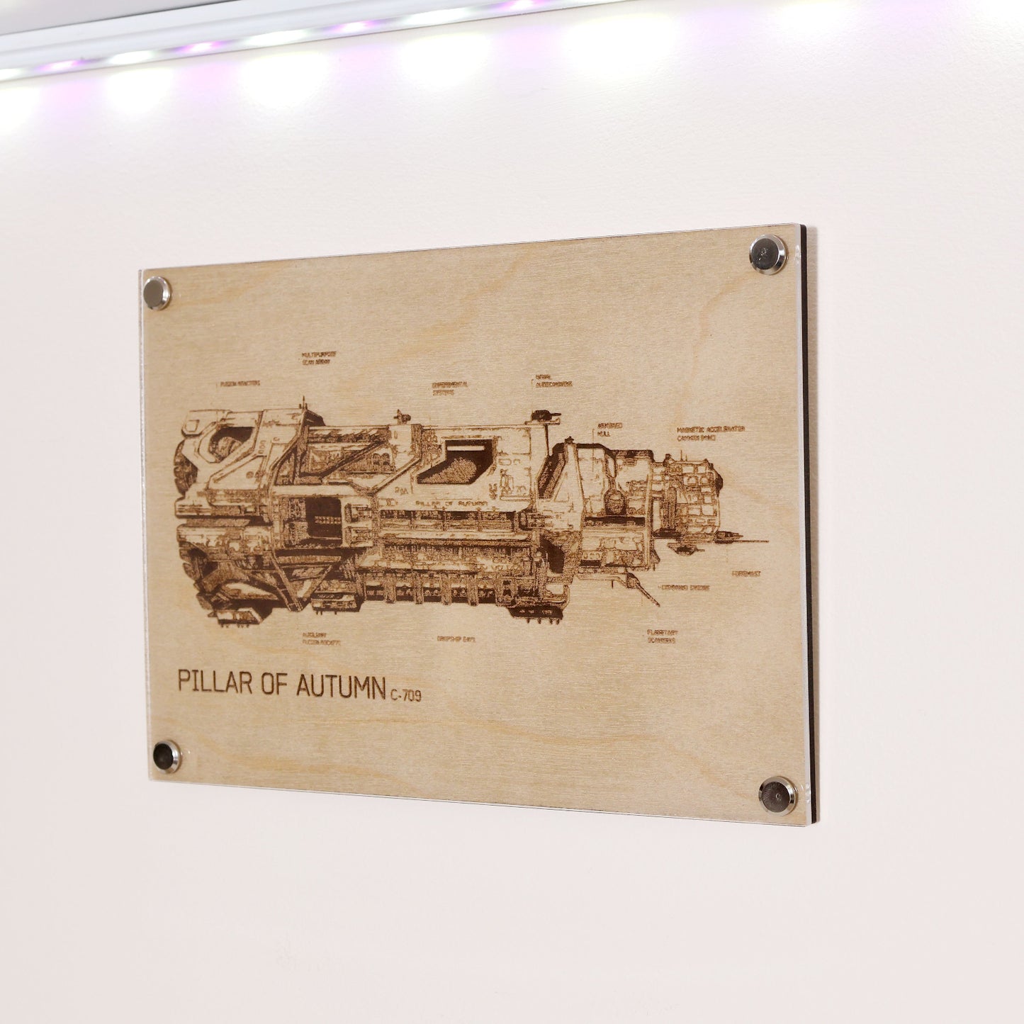 Laser Engraved Plaque - Pillar of Autumn UNSC Ship Diagram | LayaBoard Art Inspired by Halo