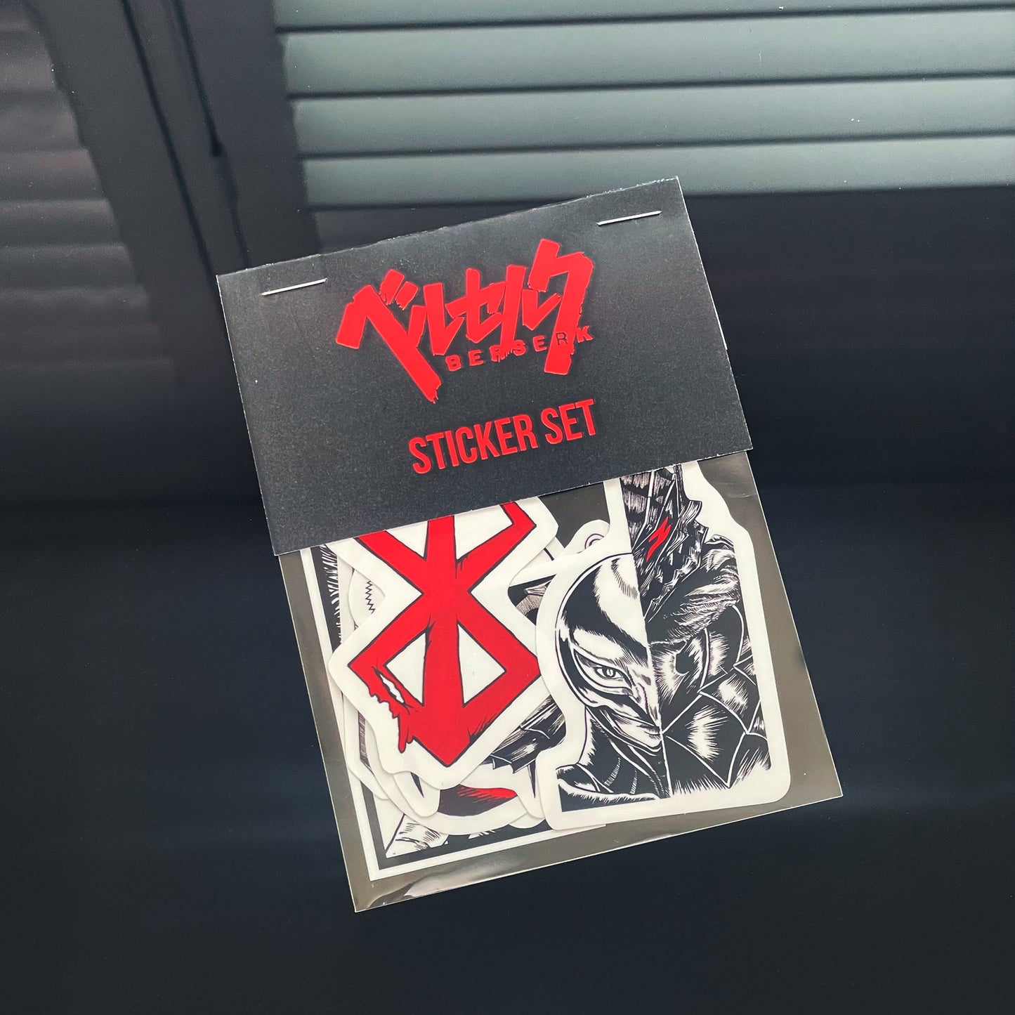 Berserk Sticker Pack containing 9 original designs, high-quality vinyl stickers with vivid colors and sharp image clarity in one package.