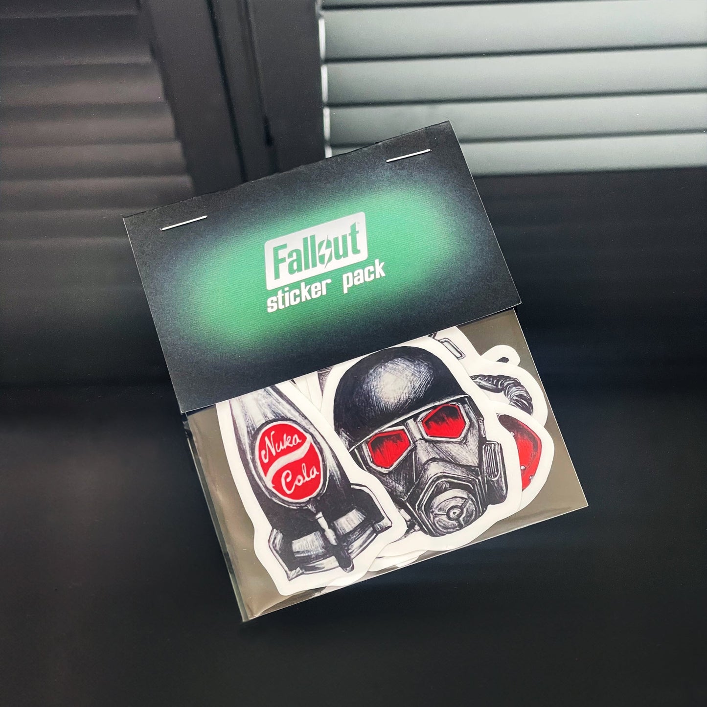Vinyl sticker pack featuring 7 original designs inspired by Fallout in one package.