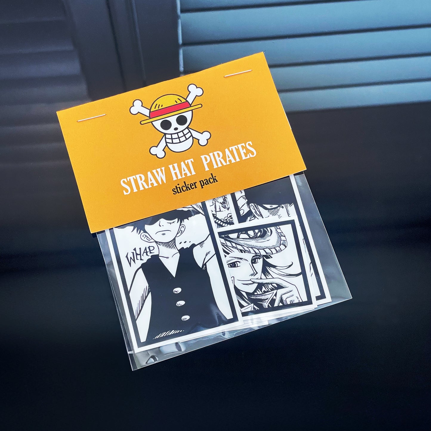 Vinyl sticker pack featuring 8 original designs inspired by One Piece in one package.