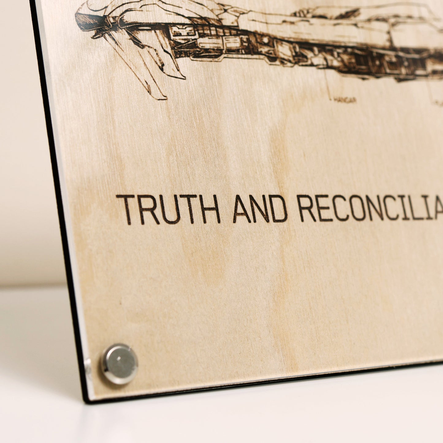 Laser Engraved Plaque - Truth and Reconciliation Ship Diagram | LayaBoard Art Inspired by Halo