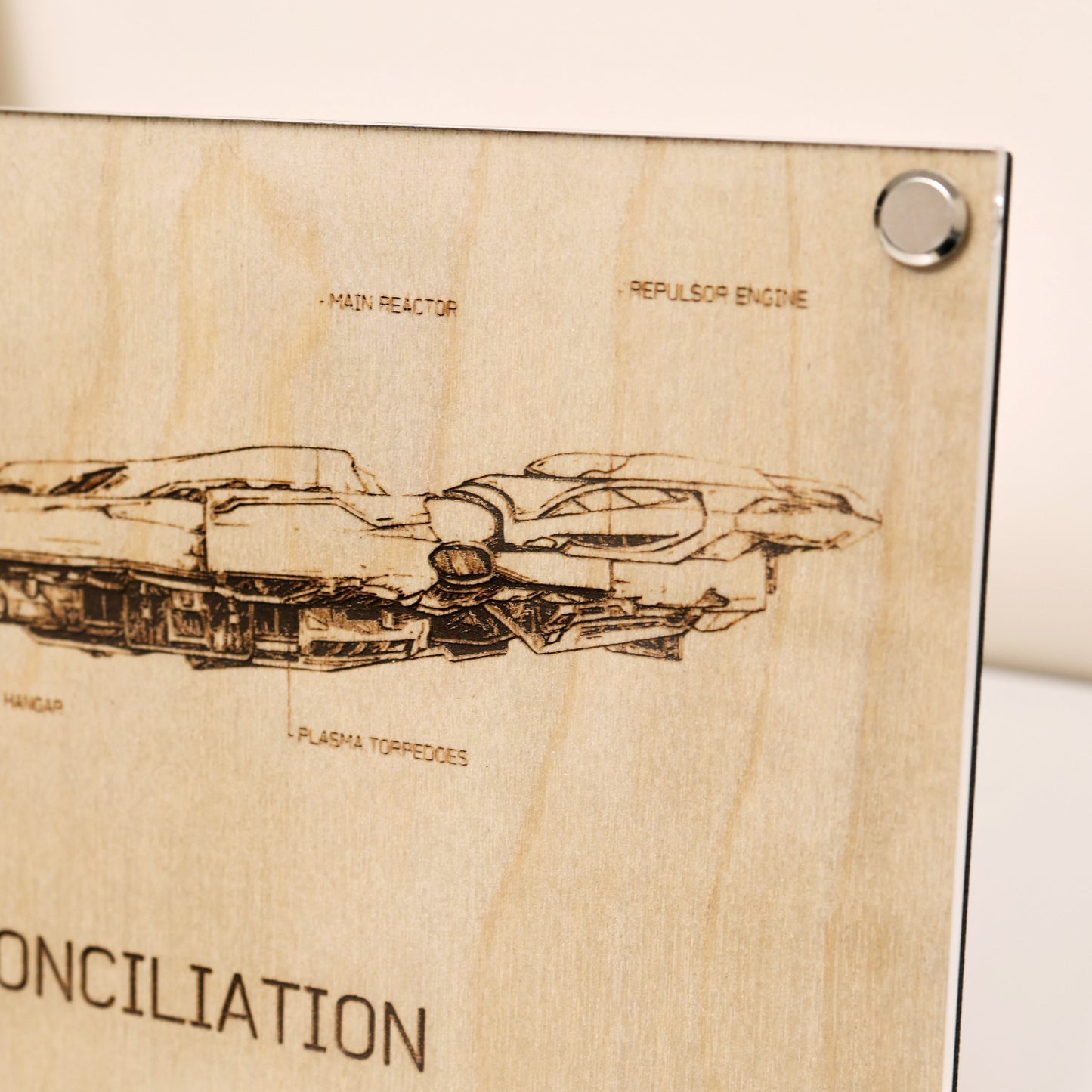 Laser Engraved Plaque - Truth and Reconciliation Ship Diagram | LayaBoard Art Inspired by Halo