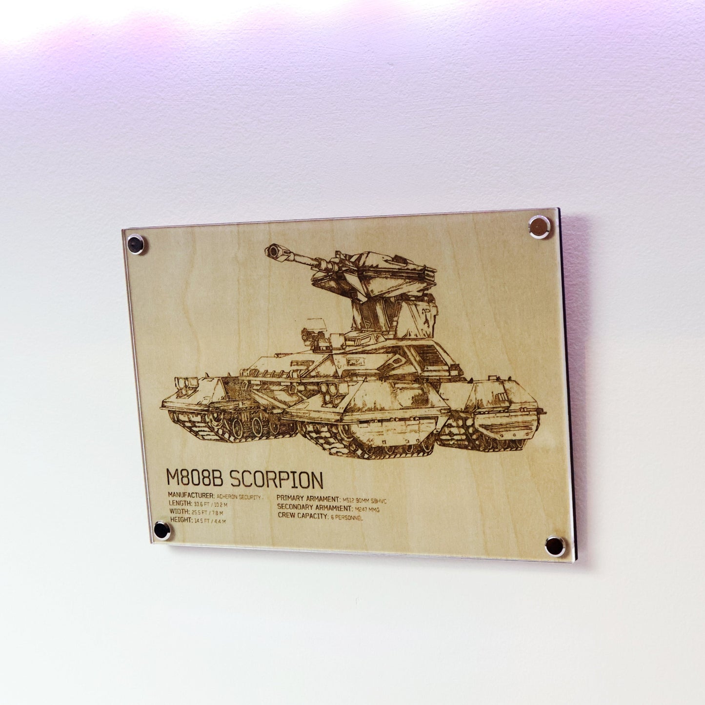 Laser Engraved Plaque - M808B Scorpion Diagram | LayaBoard Art Inspired by Halo