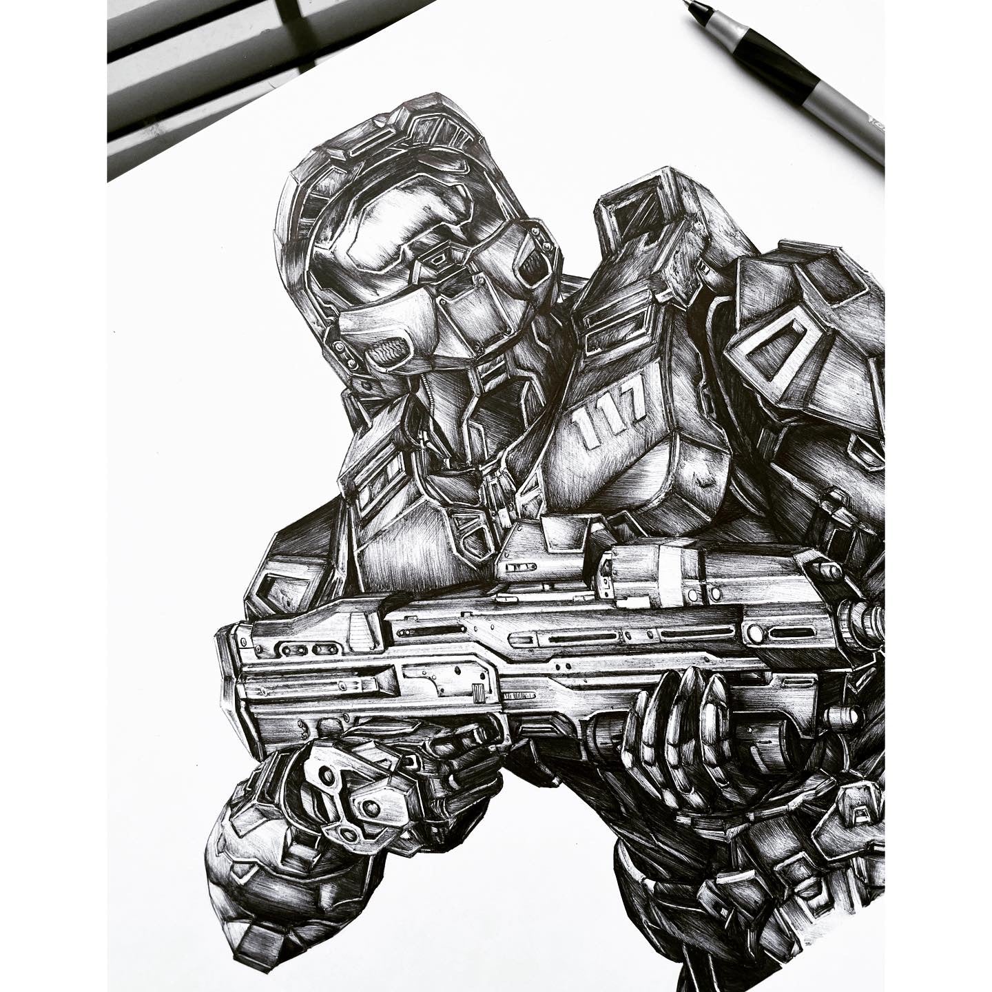 Halo Art Print - Master Chief Portrait - Mark VI - | Inspired by Halo