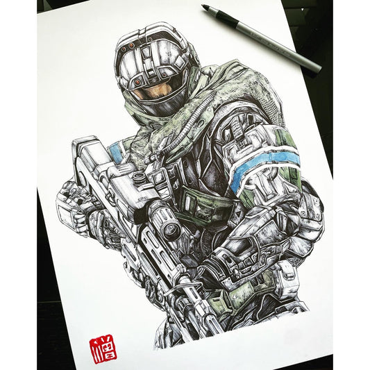 Halo Art Print - Noble Three: Jun-A266 - NOBLE Team Series Print | Inspired by Halo