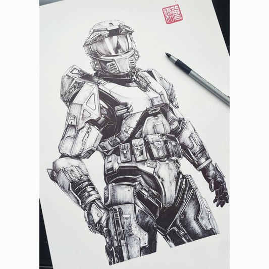 Halo Art Print - CE Master Chief - Mark V - Portrait | Inspired by Halo