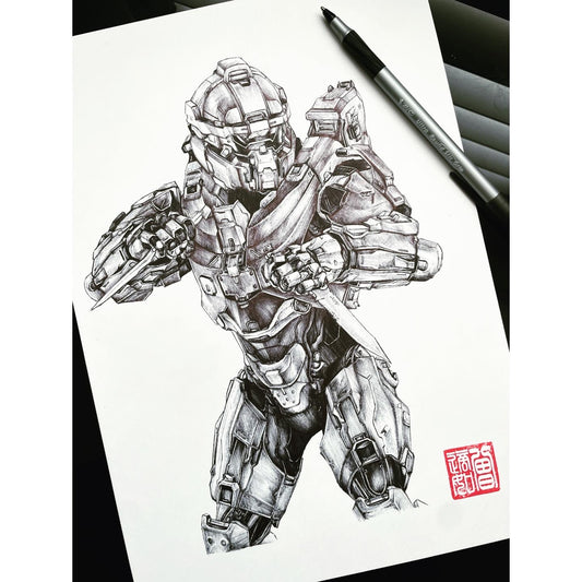 Halo Art Print - Blue Team: Fred-104 Print | Inspired by Halo