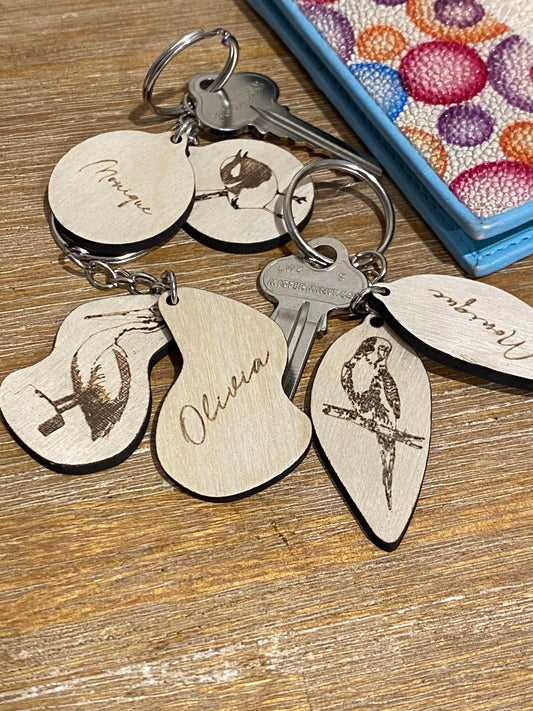 Personalised Australian Bird-Themed Keyrings | Custom Name Tag