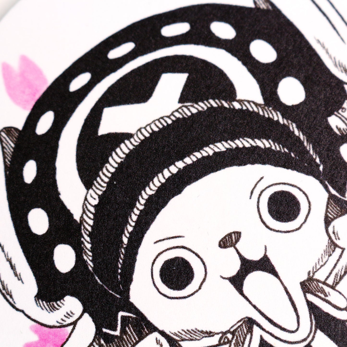 Close‑up of Chopper air freshener showing detailed of artwork upper part.
