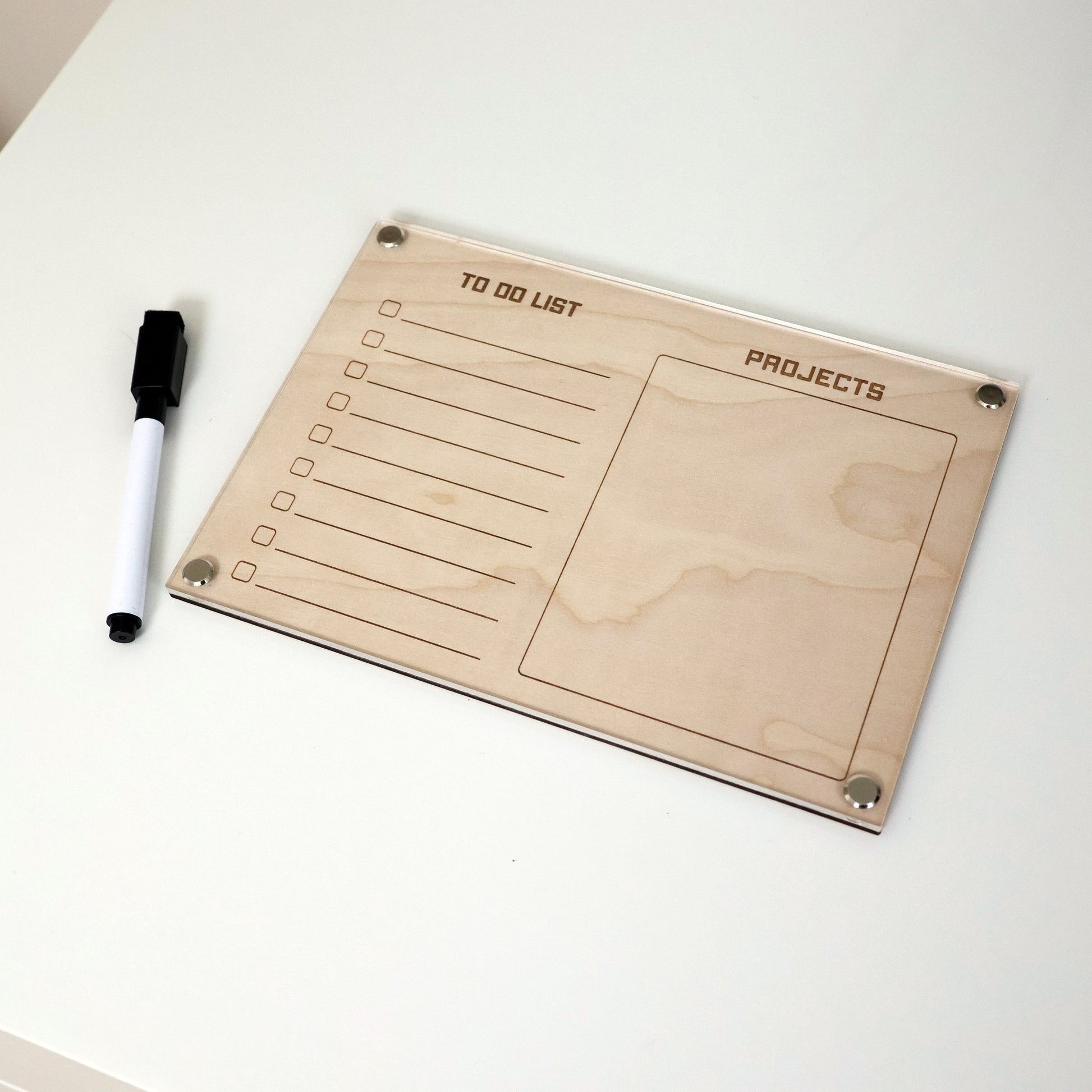 To Do List/ Project Planner, a premium portable dry erase board/whiteboard (also come with optional magnetic mount) from Artysn Studio, features a sleek, standout design. Dimensions: 210 x 148mm | 8.27 x 5.83 inches