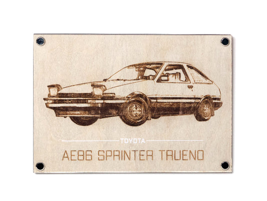 Inspired by the iconic manga, Initial D, this stunning laser engraved artwork of Toyota AE86 Sprinter Trueno in manga style is the ultimate fusion of JDM car culture with a blend of classic and modern aesthetics.