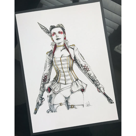 Hand drawn Loba art print, inspired by the legendary Apex Legends.