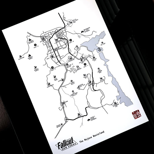 Lore‑inspired Mojave Wasteland map from Fallout New Vegas. 