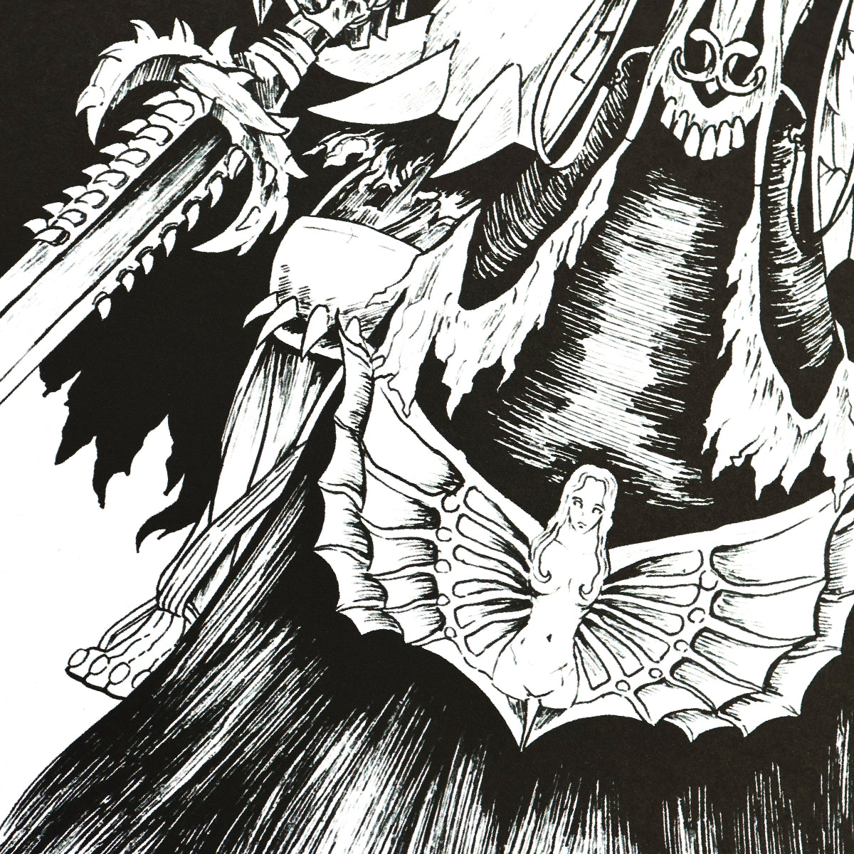 Closeup of Skull Knight: Red-Eyed Revenant fan art print