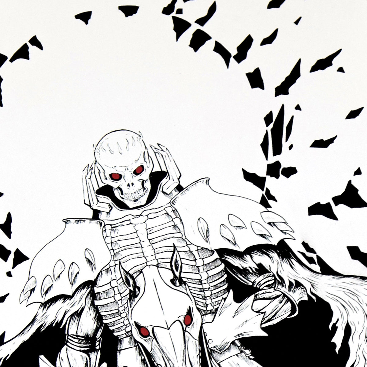 Head closeup of Skull Knight: Red-Eyed Revenant fan art print
