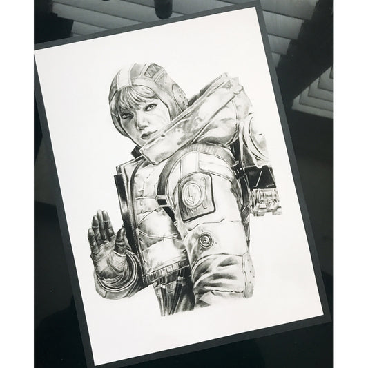 Premium hand-drawn fan art of Wattson, inspired by Apex Legends.