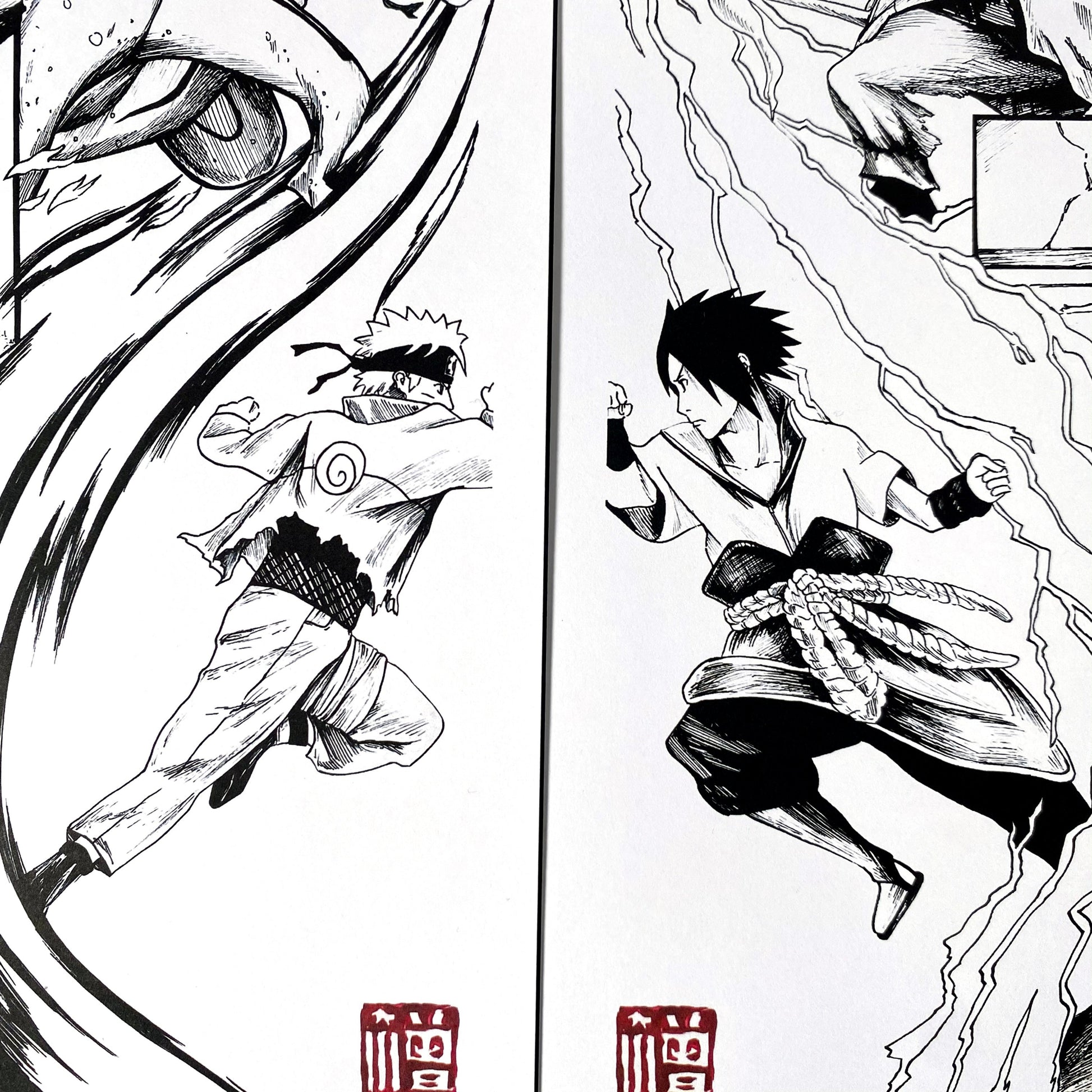 Closeup of Naruto x Sasuke Manga Panels Art Prints
