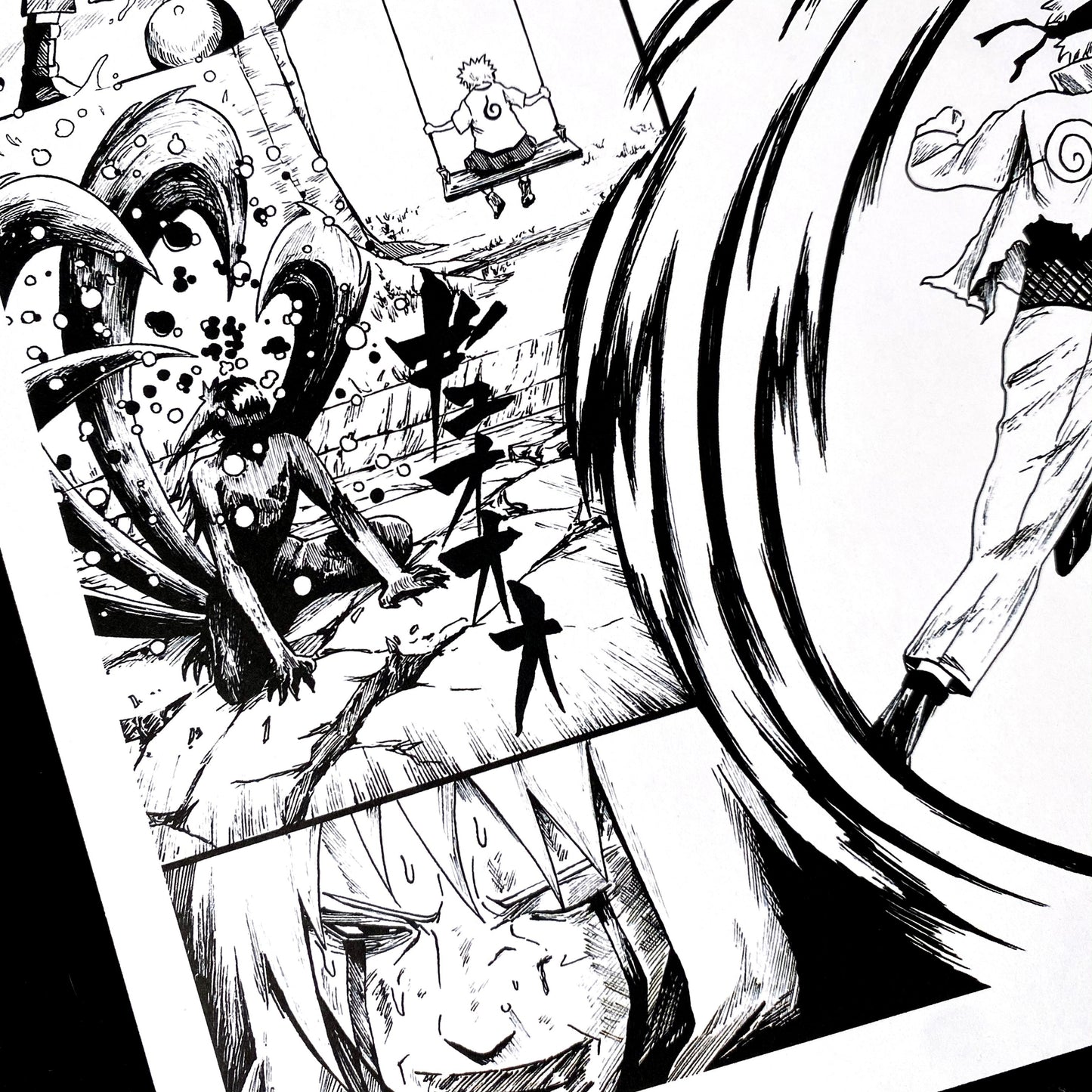 Naruto x Sasuke Manga Panels Art Prints -  left side closeup
