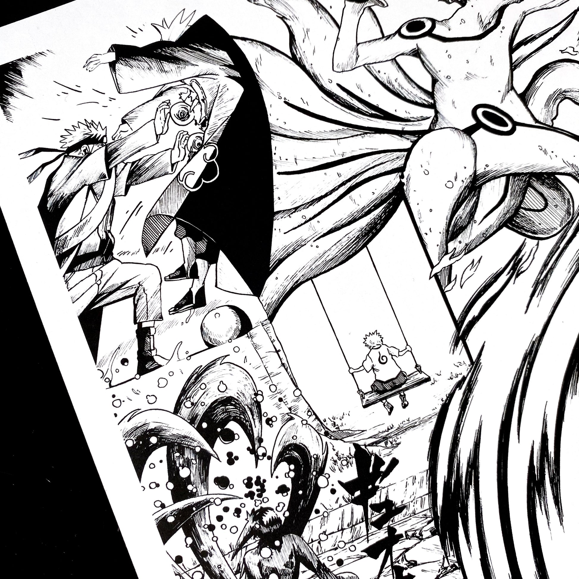 Naruto x Sasuke Manga Panels Art Prints -  right side closeup