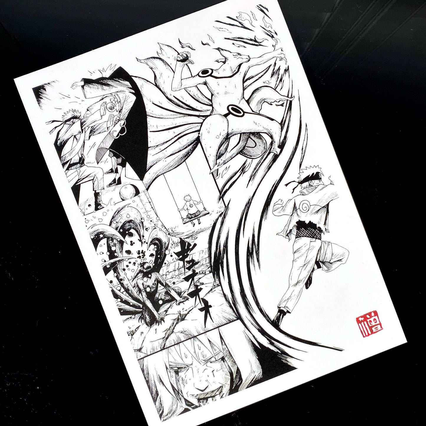 Naruto x Sasuke Manga Panels Art Prints - left side