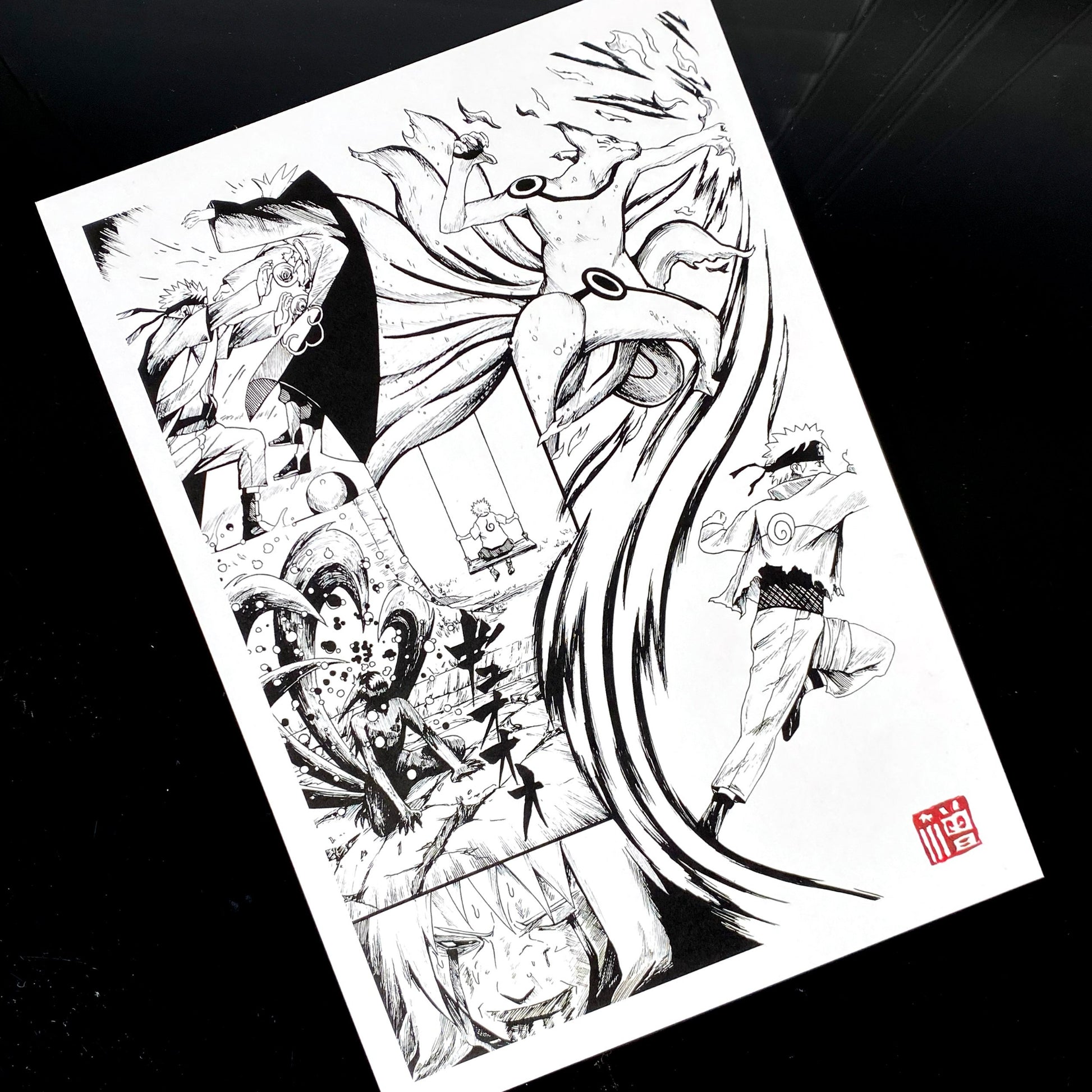 Naruto x Sasuke Manga Panels Art Prints - left side