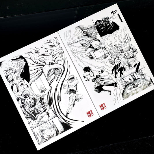 Naruto x Sasuke Manga Panels Art Prints -  left and right side