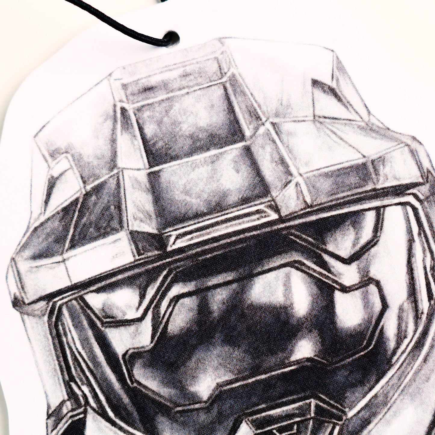Close‑up of Master Chief air freshener showing visor detailing.