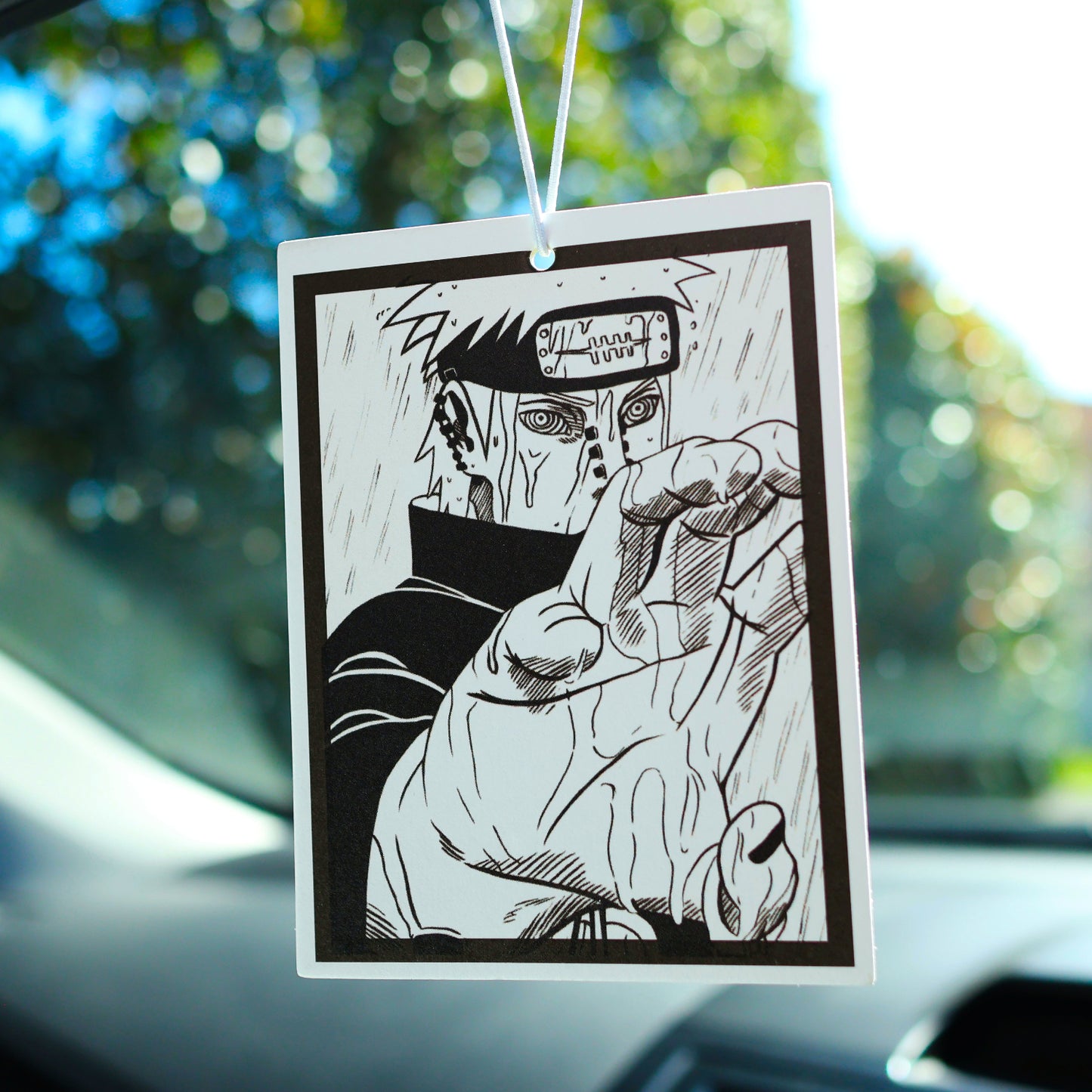 Naruto Pain air freshener card, design inspired by Naruto manga. Perfect for decorating your car and keeping the air fresh.