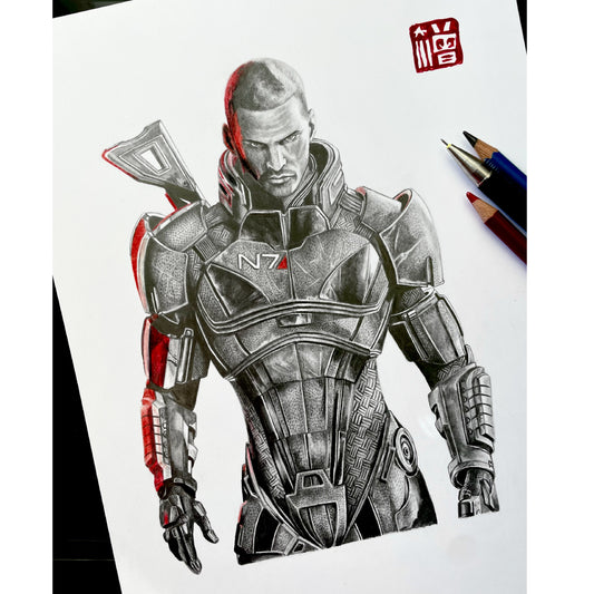 Art Print & Poster – Commander Shepard Portrait | Fan Art Inspired by Mass Effect