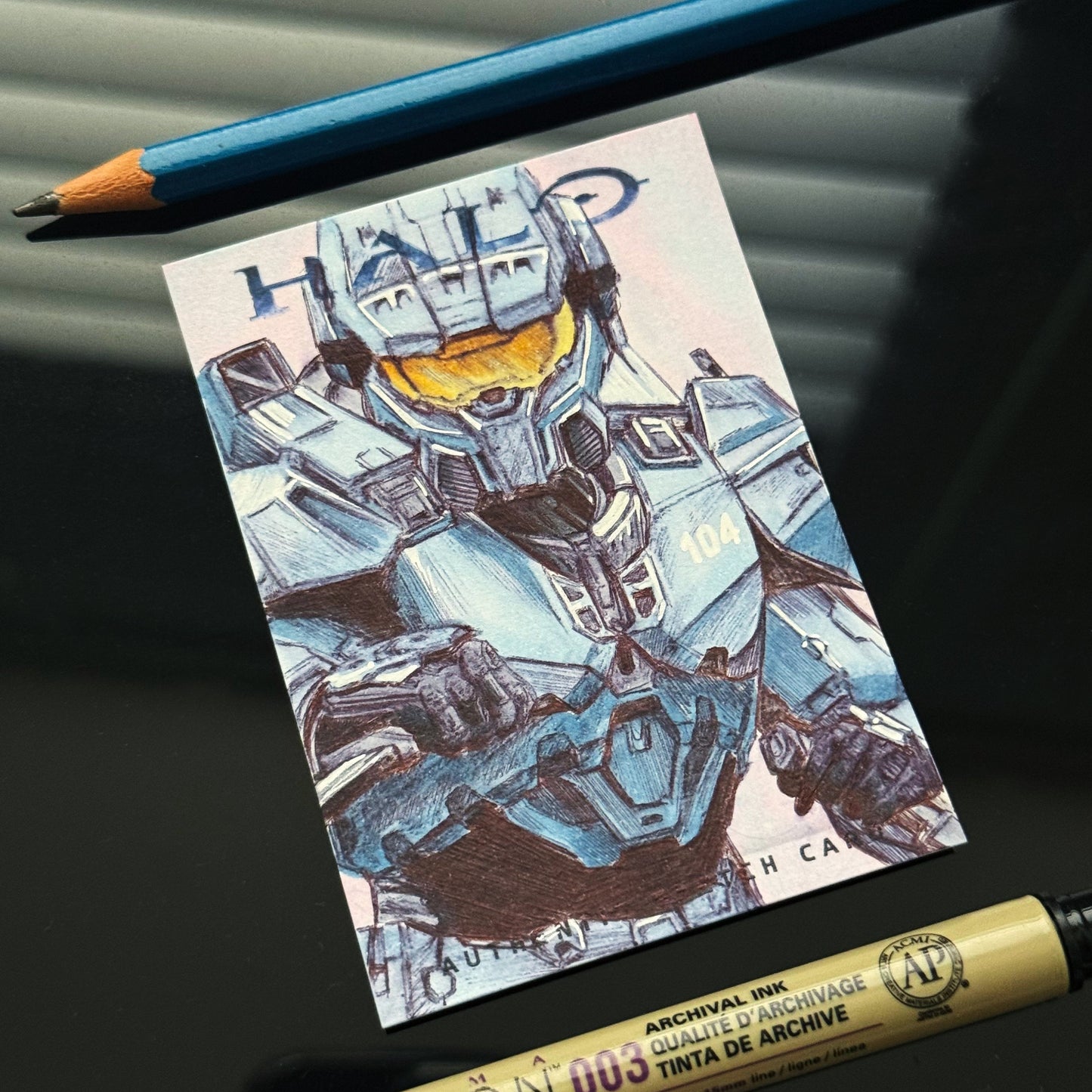 Premium Halo art card showcasing Entransing’s original Frederic‑104 illustration.